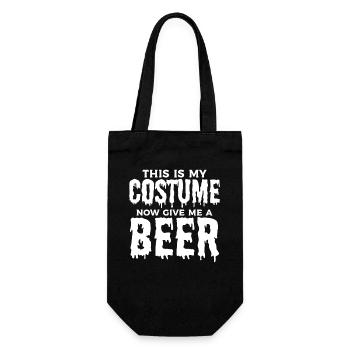 This Is My Costume Now Give Me A Beer - Halloween - Geschenkbeutel für Flaschen - Schwarz - Vorne