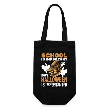 School is important but Halloween is importanter - - Geschenkbeutel für Flaschen - Schwarz - Vorne