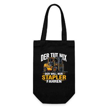  Der Tut Nix Der Will Nur Stapler Fahren - Geschenkbeutel für Flaschen - Schwarz - Vorne