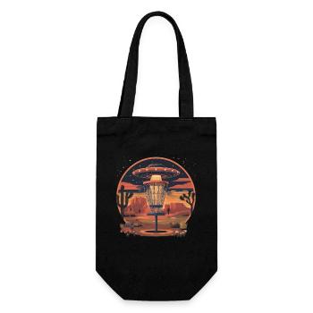 Disc Golf Set UFO Wüste Retro Vintage Kakteen  - Geschenkbeutel für Flaschen - Schwarz - Vorne