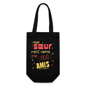 Eine Schwester ist besser als hundert Freunde - Geschenkbeutel für Flaschen - Schwarz - Vorne