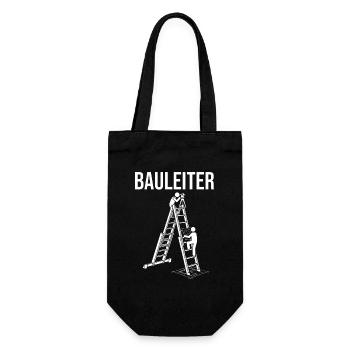 Bauleiter Bauwesen Lustiges Strichmännchen - Geschenkbeutel für Flaschen - Schwarz - Vorne