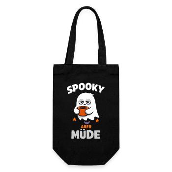 Spooky aber müde – Halloween-Geist mit Kaffee - Geschenkbeutel für Flaschen - Schwarz - Vorne