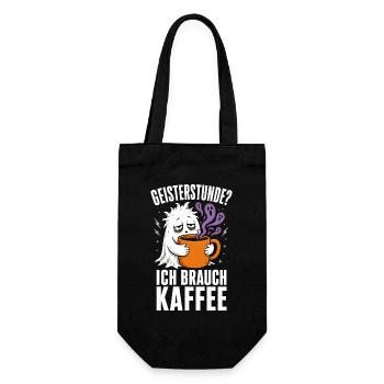 Geisterstunde? Ich brauch Kaffee – Halloween - Geschenkbeutel für Flaschen - Schwarz - Vorne