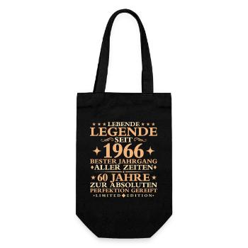 1966 Baujahr Geburtstag Vintage 60 Jahre - Geschenkbeutel für Flaschen - Schwarz - Vorne
