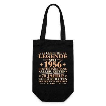 1956 Baujahr Geburtstag Vintage 70 Jahre - Geschenkbeutel für Flaschen - Schwarz - Vorne
