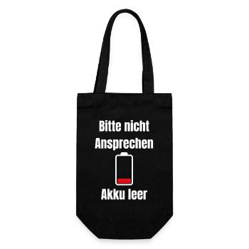 Akku Leer – Bitte Nicht Ansprechen - Geschenkbeutel für Flaschen - Schwarz - Vorne