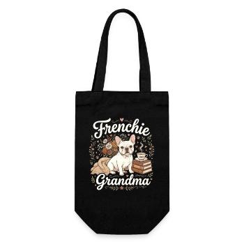 Frenchie Grandma Florale Wärme - Geschenkbeutel für Flaschen - Schwarz - Vorne