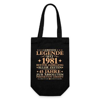 1981 Baujahr Geburtstag Vintage 45 Jahre - Geschenkbeutel für Flaschen - Schwarz - Vorne