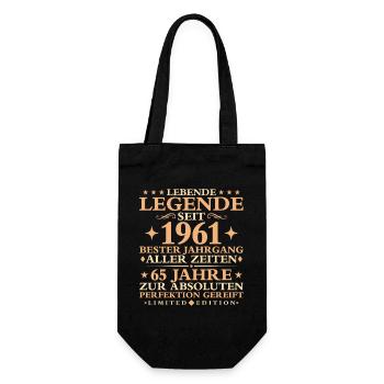 1961 Baujahr Geburtstag Vintage 65 Jahre - Geschenkbeutel für Flaschen - Schwarz - Vorne