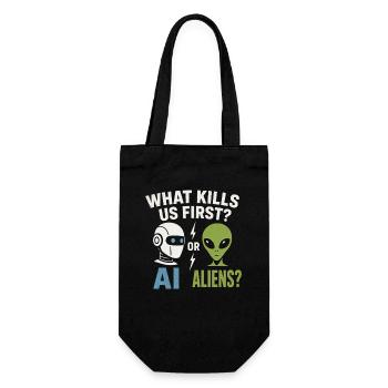 AI or Aliens – Which Will Catch Us First? - Gift Bag for Bottles - black - Front