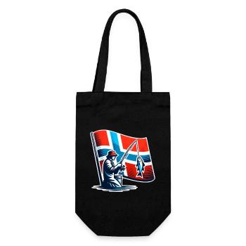 Norwegen Angler Motiv - Geschenkbeutel für Flaschen - Schwarz - Vorne
