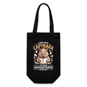 Capybara Hausaufgaben - Geschenkbeutel für Flaschen - Schwarz - Vorne