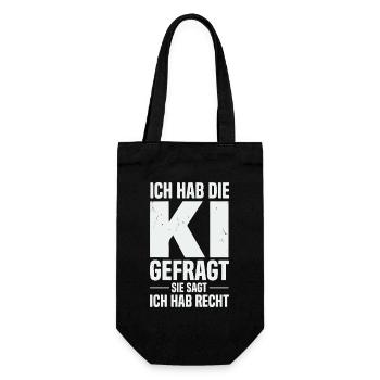 ich hab die ki gefragt sie sagt ich hab recht - Geschenkbeutel für Flaschen - Schwarz - Vorne