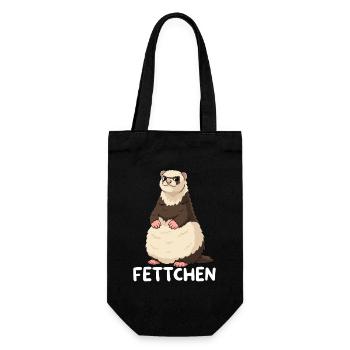 Fettchen Frettchen Lustiges Tiermotiv Comic Humor - Geschenkbeutel für Flaschen - Schwarz - Vorne
