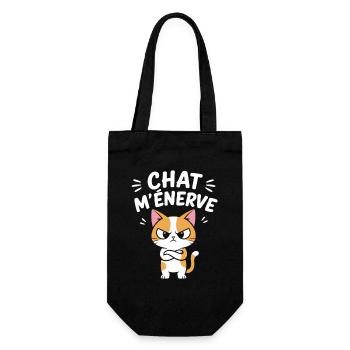 Chat énervé cartoon - Sac à bouteille - noir - Devant