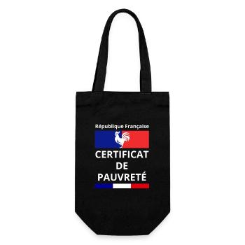 République Française Certificat de Pauvreté - Sac à bouteille - noir - Devant