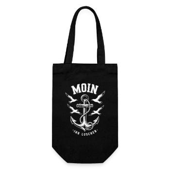 Moin Ihr Luschen Anker Möwen Maritimer Gruß - Geschenkbeutel für Flaschen - Schwarz - Vorne