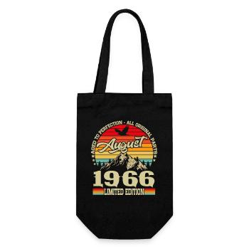 August 1966 Vintage Retro Birthday Gift - Gift Bag for Bottles - black - Front