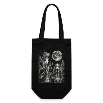 Funny Basset Hound Dog Breed Moon - Gift Bag for Bottles - black - Front