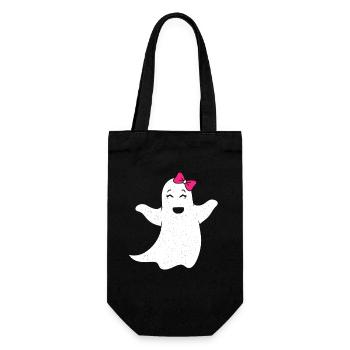 Ghost girl with pink bow - Gift Bag for Bottles - black - Front