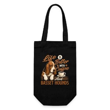 Coffee And Basset Hounds - Dog Mom Coffee Lover - Gift Bag for Bottles - black - Front
