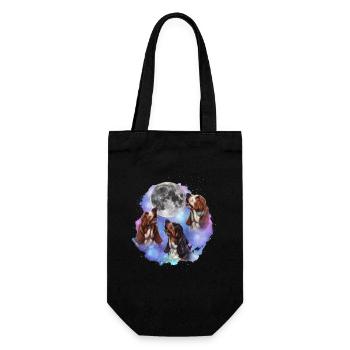 3 Basset Hounds Howling At Moon - Dog Mom Dad - Gift Bag for Bottles - black - Front