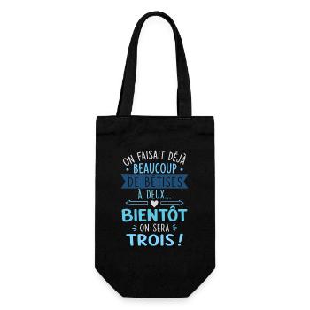 Annonce Grossesse Cadeau humour personnalisé - Sac à bouteille - noir - Devant