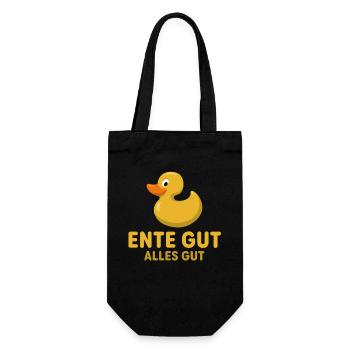 Ente Gut Alles Gut | Gummiente | Spruch - Geschenkbeutel für Flaschen - Schwarz - Vorne