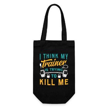 I Think My Trainer Is Trying To Kill Me Fitness - Gift Bag for Bottles - black - Front