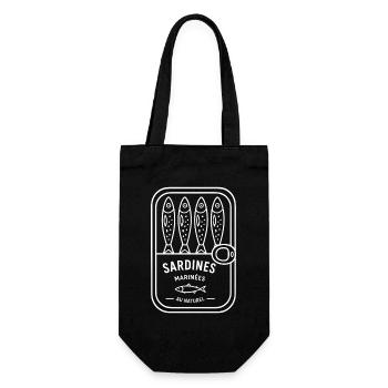 Sardines en boîte noir et blanc - Sac à bouteille - noir - Devant