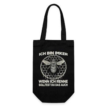 Imkereibedarf Imker Zubehör Bienen Wabenmuster  - Geschenkbeutel für Flaschen - Schwarz - Vorne
