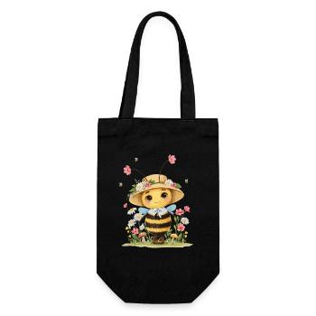 Cute bee with flower hat and garden motif for - Gift Bag for Bottles - black - Front