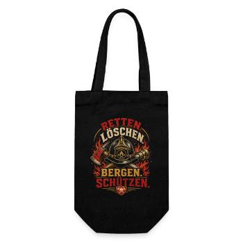 Feuerwehr - Geschenkbeutel für Flaschen - Schwarz - Vorne