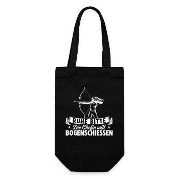 Bogensport Die Chefin will Bogenschießen - Geschenkbeutel für Flaschen - Schwarz - Vorne