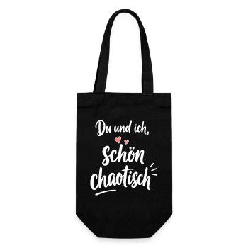 Du und ich – schön chaotisch für Paare & Freunde - Geschenkbeutel für Flaschen - Schwarz - Vorne