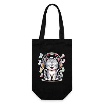 Music Cat - Gift Bag for Bottles - black - Front
