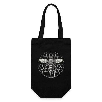 Beekeeper Suit Beekeeping Supplies Honeycomb Round Motif - Gift Bag for Bottles - black - Front