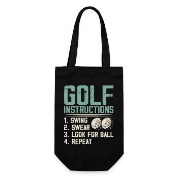 Golf Instructions – Swing, Swearing, Search - Gift Bag for Bottles - black - Front