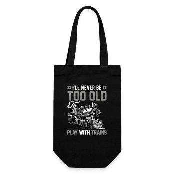 Never too old to play with trains - Gift Bag for Bottles - black - Front