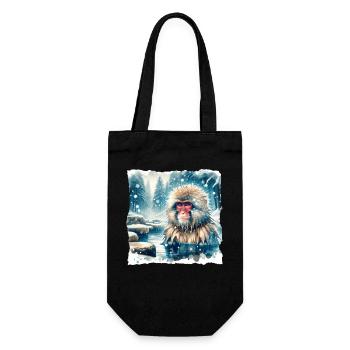 Snow Monkey Gift - Gift Bag for Bottles - black - Front