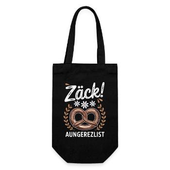 Zäck! Brezel mit Blumen im rustikalen Retro-Look - Geschenkbeutel für Flaschen - Schwarz - Vorne