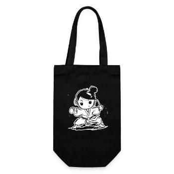 Karate Girl Cartoon Look - Gift Bag for Bottles - black - Front