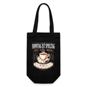Sonntag ist Spieltag Kaffee Mahjong - Geschenkbeutel für Flaschen - Schwarz - Vorne