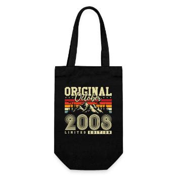 Original October 2008 – 18th Birthday Vintage - Gift Bag for Bottles - black - Front