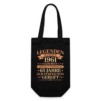 1961 Jahrgang geboren Legenden 65. Geburtstag - Geschenkbeutel für Flaschen - Schwarz - Vorne