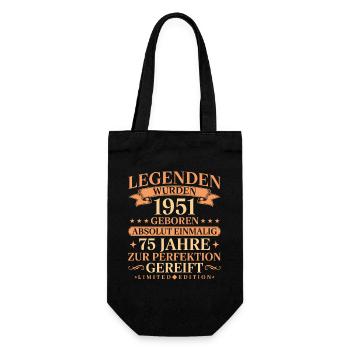 1951 Jahrgang geboren Legenden 75. Geburtstag - Geschenkbeutel für Flaschen - Schwarz - Vorne