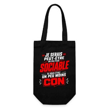 Humour Asocial Homme – Cadeau Drôle et Sarcastique - Sac à bouteille - noir - Devant