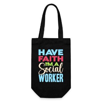 Social Worker Quote Have Faith I ́m A Social Work - Gift Bag for Bottles - black - Front