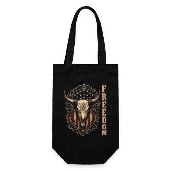Liberty Bull Head Ornament - Gift Bag for Bottles - black - Front